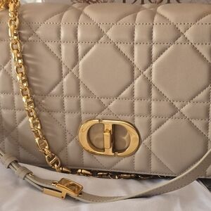 Dior Taupe Quilted Leather Shoulder Bag